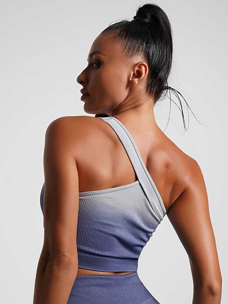 Soutien-gorge sport ombré extensible en nylon et élasthanne pour brassière fitness femme