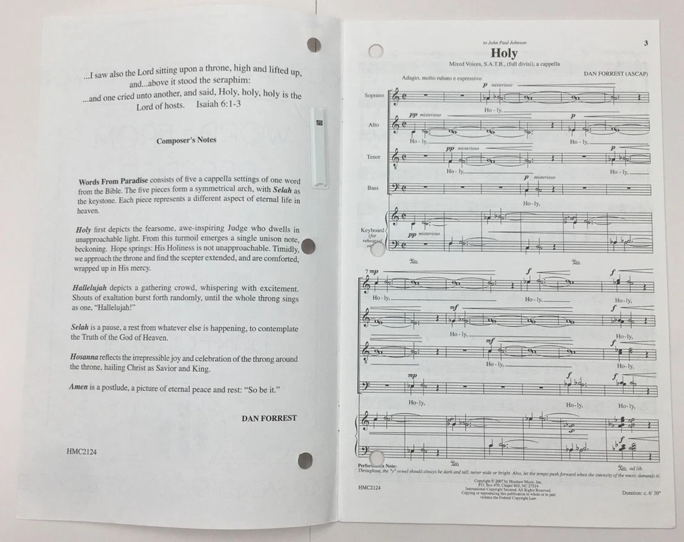 Words From Paradise Dan Forrest Choral Keyboard Sheet Music Set of 5 Hinshaw Inc - Image 3 of 4