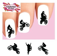 Waterslide Nail Decals Set of 20 - Motocross Dirt Bike Freestyle Silhouettes
