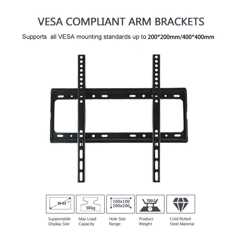 Universal TV Mount 26-63" Large Size Fixed TV Mount Wall Bracket Slim