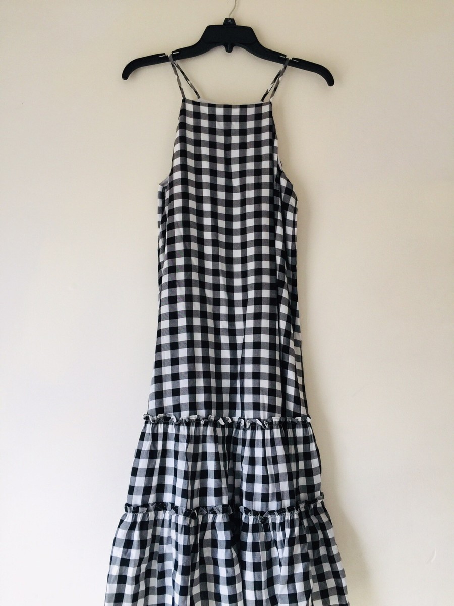 Karen Kane Gingham Ruffle Hem Dress, S, Check