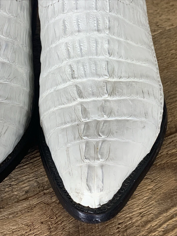 Botas de Vaquero El General Para Hombre Talla: 7 Cuero Crema/Gris Cola de Cocodrilo Bordada Foto 4 de 4