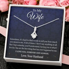 To My Wife Necklace Alluring CZ Pendant Anniversary Gift from Husband I Love You