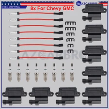 8X Square Ignition Coil & Spark Plug Wire New For Chevy Silverado 1500 2500 3500