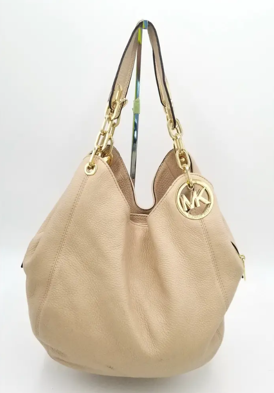 Michael Kors Beige Triple Compartment Hobo/Shoulder Bag With MK