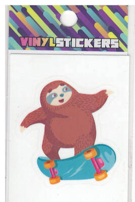 Cool Skateboarding Sloth! High Quality Vinyl Sticker UV/Weather Resistant