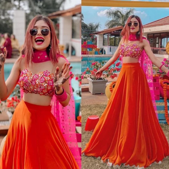 STYLISH DESIGNER BOLLYWOOD WEDDING INDIAN WOMEN LENGHA PARTY WEAR