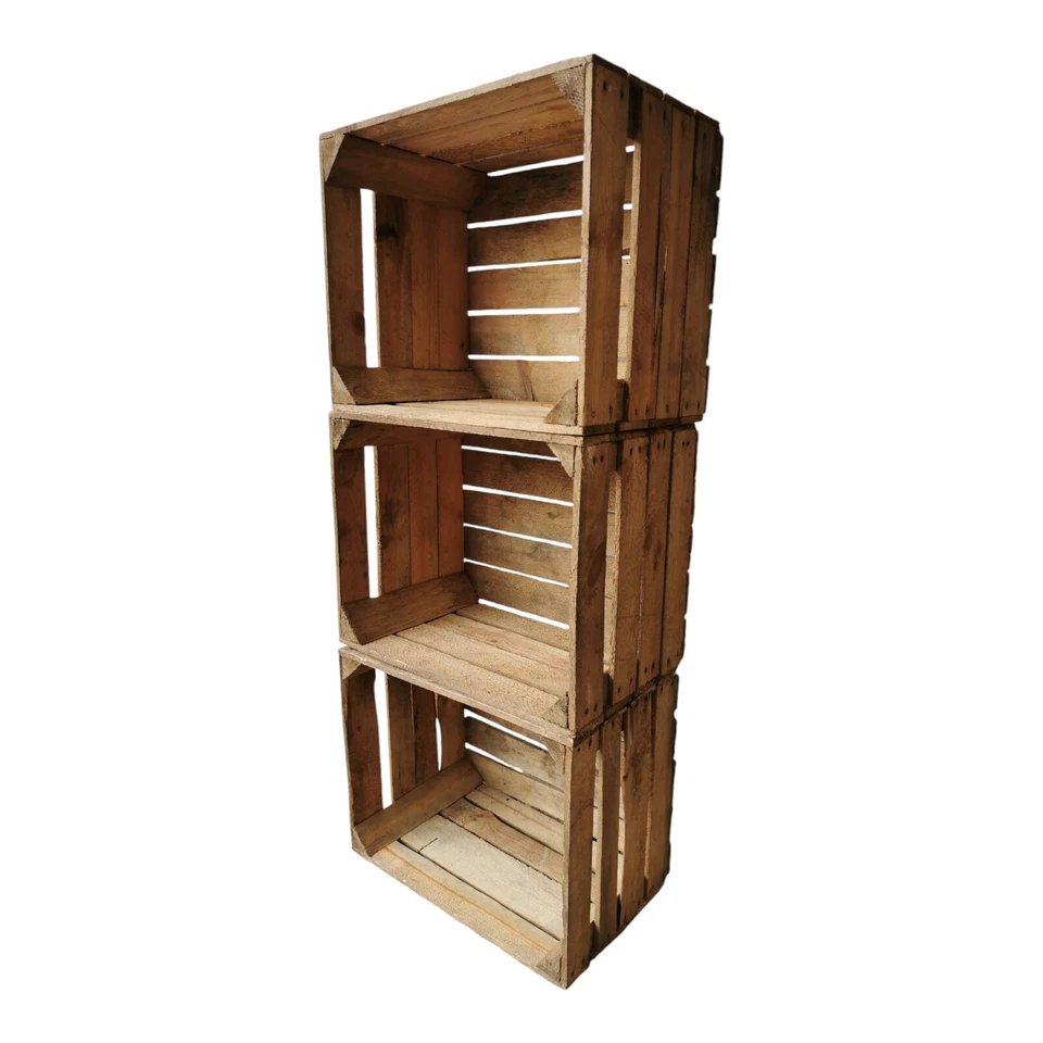 3er SET Holzkisten Obstkisten Weinkisten 2.Wahl 50x40x30cm Natur Vintage - Bild 3 von 4