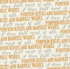 Fat Quarter Moda Harvest Wishes By Deb Starin Fall Script Whitewashed Fabric