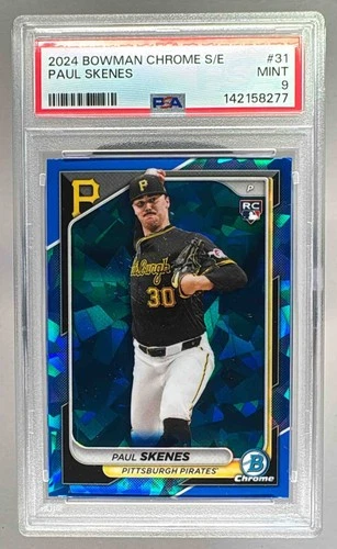 142158277 Paul Skenes 2024 Bowman Chrome Sapphire #31 Rookie RC PSA 9