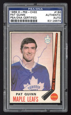 1969 O-Pee-Chee #186 Pat Quinn HOF RC PSA/DNA Autograph Toronto Maple Leafs Auto