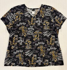 Disney Women  s Sz XL Tigger Graphics Scrub Top 100 Cotton EUC