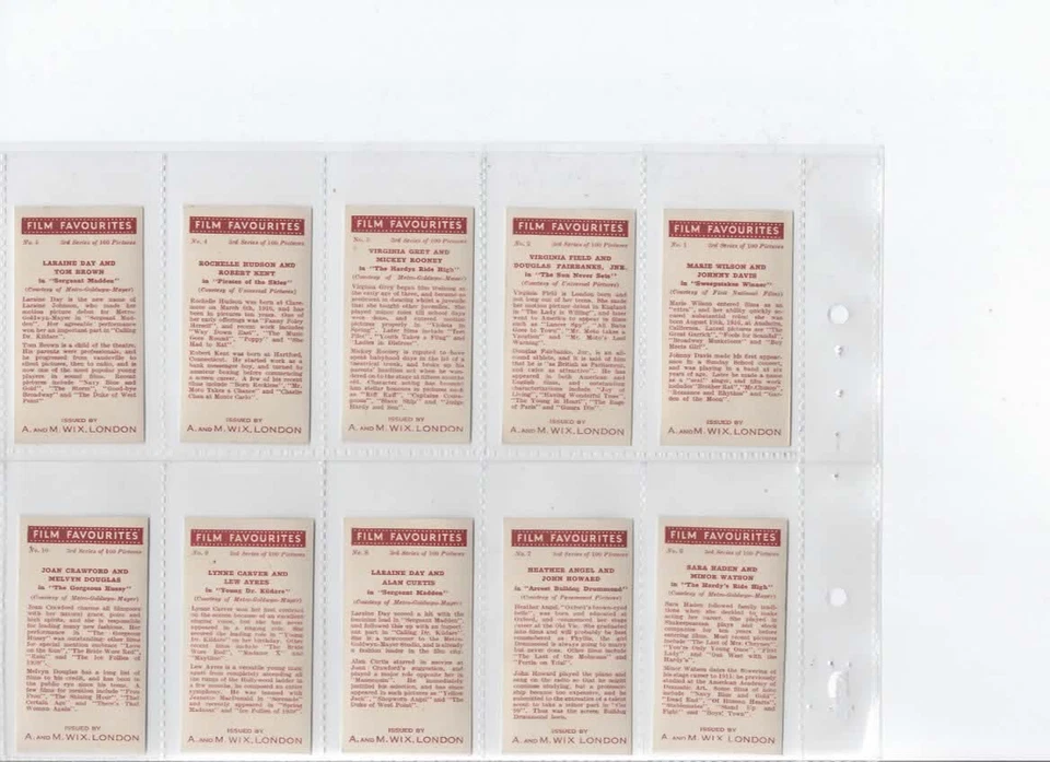 Full original set of A M Wix Film Favourites (3rd series) 1939 - Image 2 of 4
