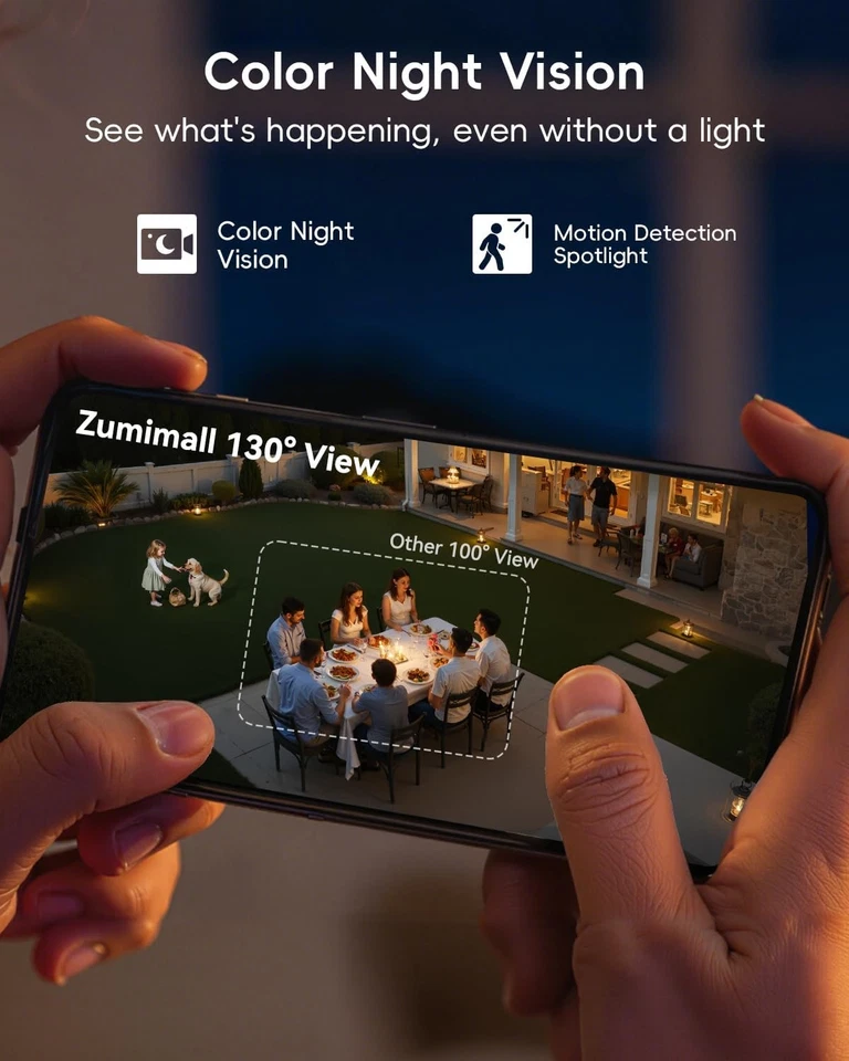 ZUMIMALL 2K Security Cameras Wireless Outdoor, Magnetic Black-Single Camera - Image 3 of 4