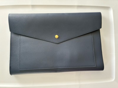 Glass Ladder & Co Megan Vegan Leather Portfolio Navy Blue LTD NEW 14x9