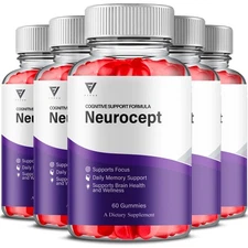 (5 Pack) Neurocept Brain and Memory Supplement, Neuro Cept Gummy (300 Gummies)