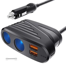 120W 2Way Dual USB 12VCar Cigarette Lighter Charger Socket Splitter Power Outlet