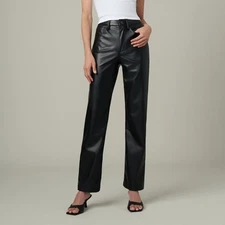 [joe’s] faux leather high rise straight leg pants black 27