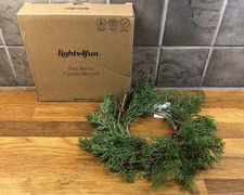 Christmas LIGHTS4FUN 15cm Red Berry Faux Wreath Candle Ring BNWT and Box RRP £12