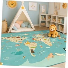 Washable Kids Playroom Rug 5x7 Play Rug for Preschool Toddlers, Baby Girls,