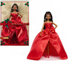 Barbie Signature Doll, 2026 Holiday Black Hair Fashion Doll Wearing Red Gown