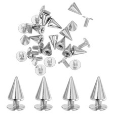 20 Sets 10mm Cone Spikes, Metal Tree Spikes Punk Style Studs, Silver