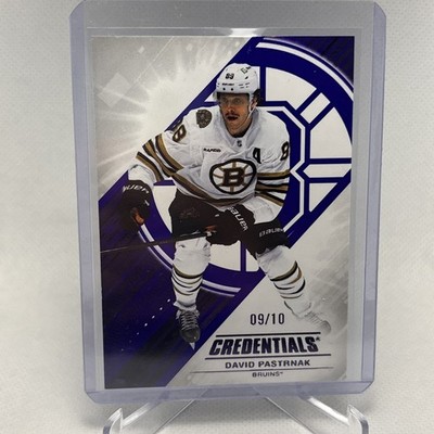 2024-25 Upper Deck Credentials Purple 9/10 David Pastrnak Boston Bruins #88