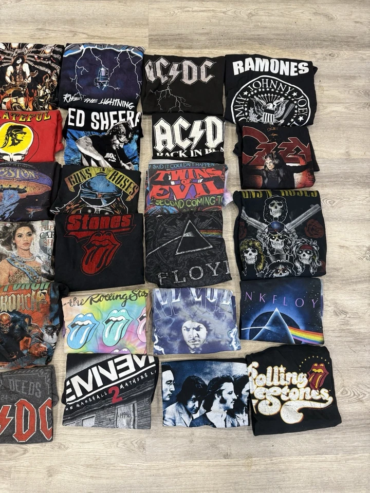 Lote de camisetas vintage de banda (25) giras de conciertos de rock camisetas gráficas caja de revendedor - 21 Foto 3 de 4