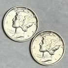 (LOT OF 2) 1941 MERCURY silver dimes, both are choice AU-UNC sliders.  #q1