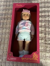 Our Generation Girls' Light Blue Shorts with Pastel Hoodie Doll Many