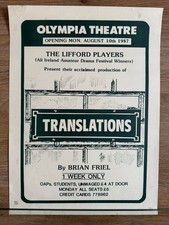 1987 'Translations' by Brian Friel theatre poster - Olympia Theatre, Dublin