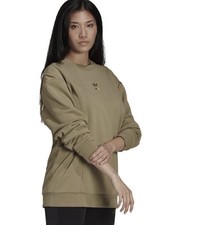 Adidas Crew Sweatshirt Orbit GreenOlive Women  s Trefoil Logo Size 12 RRP  62.99