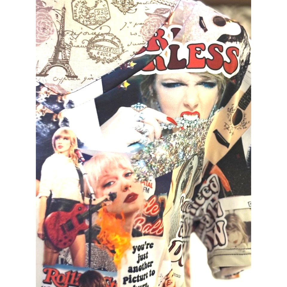 Camiseta Taylor Swift estampada elástica para mujer L/XL, ÚNICA hecha a mano Foto 3 de 4