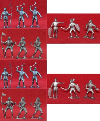 Marx Playset 1965 Knights 54mm Waxy Figures Silver x18 Complete +2 x2 Sets OSS