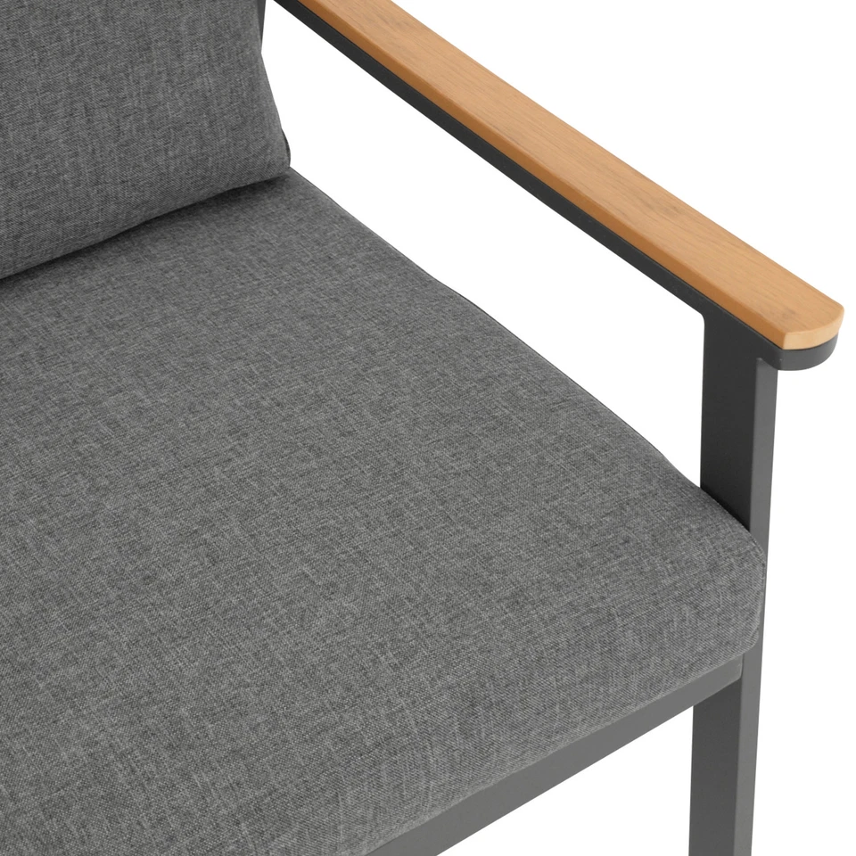 Loungeset Lounge Sitzgruppe CALGARY 4-teilig Aluminium grau Kunstholz wetterfest - Bild 4 von 4