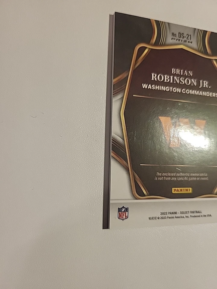 Brian Robinson Jr patch 2022 Panini Select #DS-21 Red Prizm MEM RC - Image 4 of 4