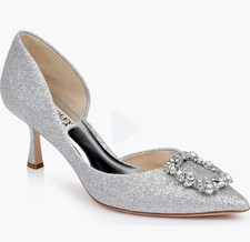 Badgley Mischka Fabia Embellished Pump Silver Textile Size US 7 235