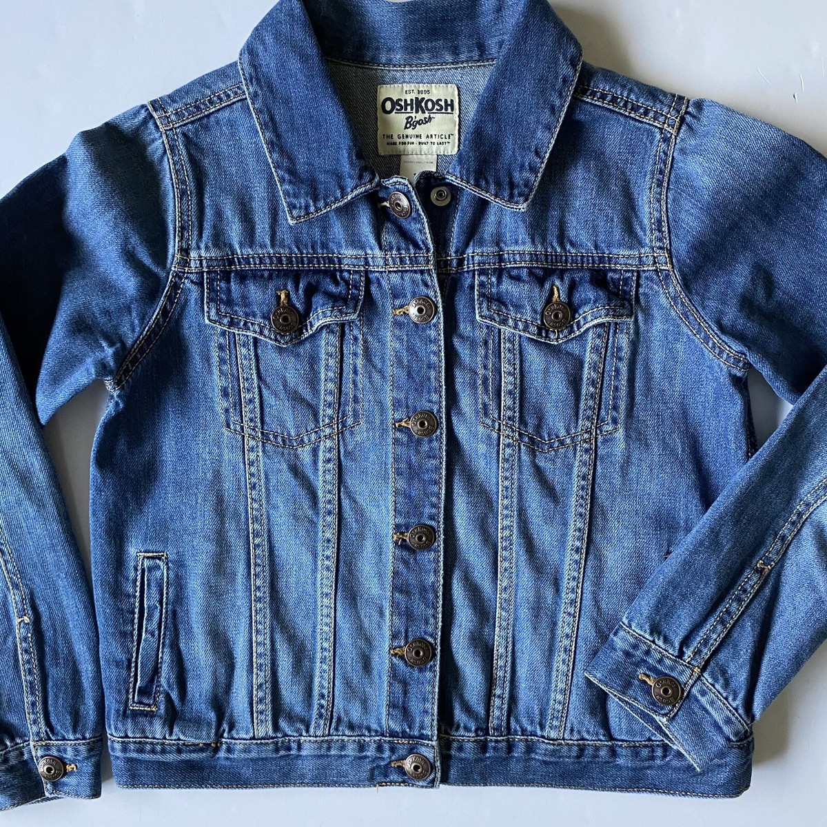OSHKOSH Jeans Jacket Size 10 Denim Cotton Trucker Boys Girls B