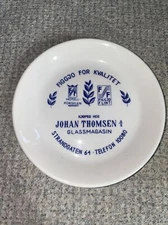  RARE FIGGJO FLINT NORWAY ADVERTISING PLATE JOHAN THOMSEN HOTEL L PORSELEN BLUE