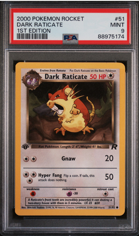 2000 Team Rocket #51 Dark Raticate PSA 9 Mint 1st Edition Pokemon