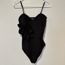 New Zara Ruffled Black Bodysuit Small 0264/063