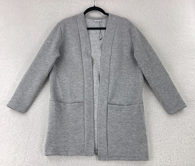 NWT Jacqueline de Yong Cardigan Womens M Gray Ribbed Open Front Long Sleeve Knit