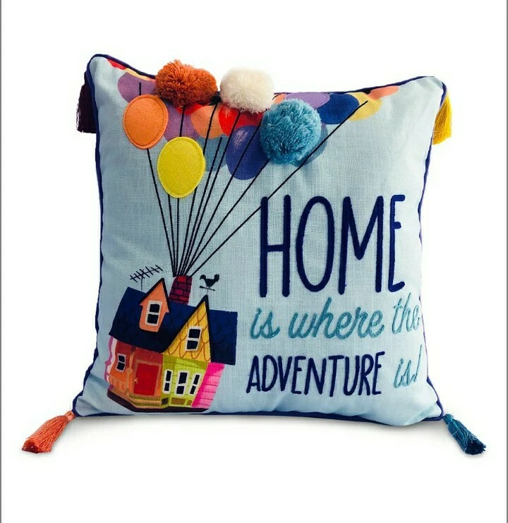 Disney Parks Pixar UP House “Home Is Where Adventure Is” Throw Pillow NEW