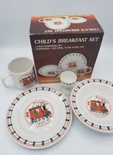 Hankook Nursery Child's Ironstone Breakfast Set Bears Train Original Box Korea