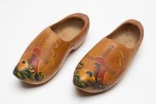 Vintage Holland Dutch Wooden Clogs Shoes Painted Wood Klompen Pair Souvenir