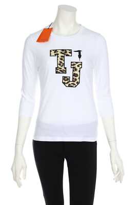 TRUSSARDI JEANS 3/4-Sleeve Shirt Patchwork Style Logo-Stitching XS white