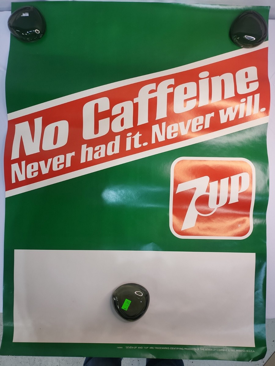 Vintage 7up Rare 1982 Advertisement Poster No Caffeine Never Had