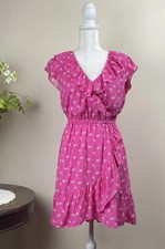 Sz. 6 J Crew BLOUSON MINI DRESS Pink Floral V Neck $110