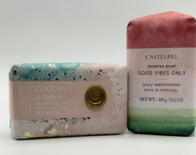 2 Bars Of Castelbel Juicy Watermelon Coconut & Shea Fragranced Scented Soap Bars
