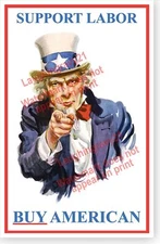 Political Uncle Sam Support Labor Patriotic Workers Union Poster
